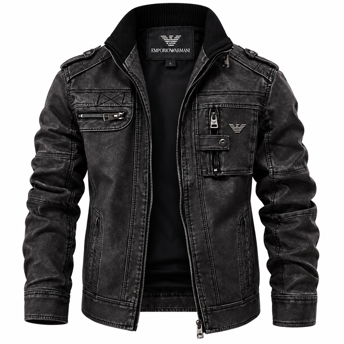 Emporio Armani™ Heritage Leather Jacket orvanelli.com