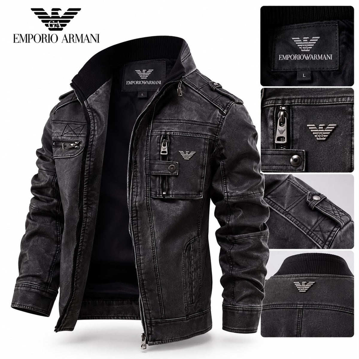 Emporio Armani™ Heritage Leather Jacket orvanelli.com